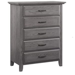 soho baby 44035530 chandler premium 5-drawer dresser chest, wire brush graphite gray finish