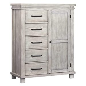 soho baby 43045930 hampton premium soft closing 5-drawer chifferobe with adjustable shelves and hanging rod, smooth stone wash finish