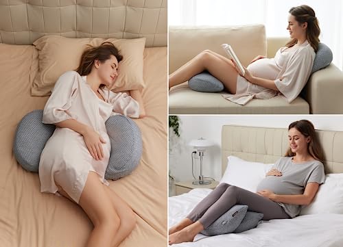 Momcozy Pregnancy Wedge Pillow for Sleeping, Portable Maternity Pillow for Side Sleeper, Support for Back, Belly, Hips for Pregnant Women, Adjustable Travel Pregnancy Pillow, Grey