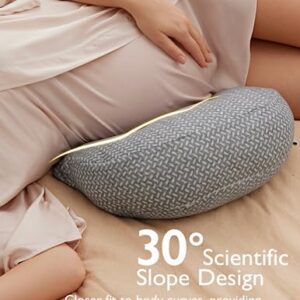 Momcozy Pregnancy Wedge Pillow for Sleeping, Portable Maternity Pillow for Side Sleeper, Support for Back, Belly, Hips for Pregnant Women, Adjustable Travel Pregnancy Pillow, Grey