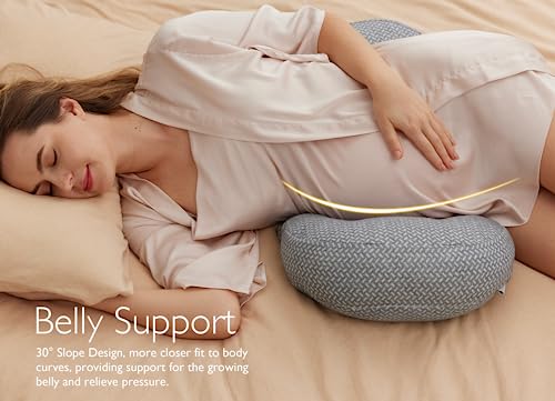 Momcozy Pregnancy Wedge Pillow for Sleeping, Portable Maternity Pillow for Side Sleeper, Support for Back, Belly, Hips for Pregnant Women, Adjustable Travel Pregnancy Pillow, Grey