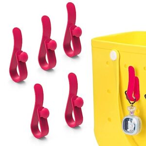 5pcs hooks accessories for bogg bags, insert charm cutie cup holder connector key holder mask holder (pink)