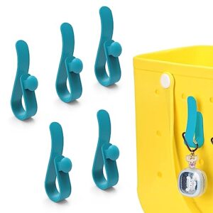 5pcs hooks accessories for bogg bags, insert charm cutie cup holder connector key holder mask holder (lake blue)