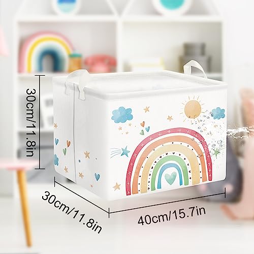 Clastyle Cloud Rainbow Nursery Storage Basket Rectangle Beach Pool Clothes Towel Shelf Basket Toys Books Storage Bin for Playroom Kindergarten Classroom, 15.7x11.8x11.8 in