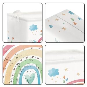 Clastyle Cloud Rainbow Nursery Storage Basket Rectangle Beach Pool Clothes Towel Shelf Basket Toys Books Storage Bin for Playroom Kindergarten Classroom, 15.7x11.8x11.8 in