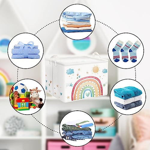 Clastyle Cloud Rainbow Nursery Storage Basket Rectangle Beach Pool Clothes Towel Shelf Basket Toys Books Storage Bin for Playroom Kindergarten Classroom, 15.7x11.8x11.8 in