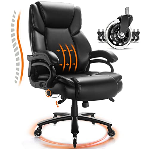 Waleaf Home Office Chair 500lb, Executive Desk Chair with High Back,Heavy Duty Task Computer Chair with Tilt Lock.Ergonomic Adjustable Swivel Chair with Wide Seat