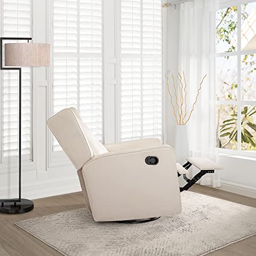 Naomi Home Relieve Muscle Aches with Nursery Glider, Upholstered Rocker Recliner Comfortable Rocking Chair with 360° Swivel Motion, Soft Cushions for Nursing and Bonding, Baby Reclining Chair - Cream