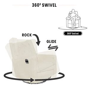 Naomi Home Relieve Muscle Aches with Nursery Glider, Upholstered Rocker Recliner Comfortable Rocking Chair with 360° Swivel Motion, Soft Cushions for Nursing and Bonding, Baby Reclining Chair - Cream