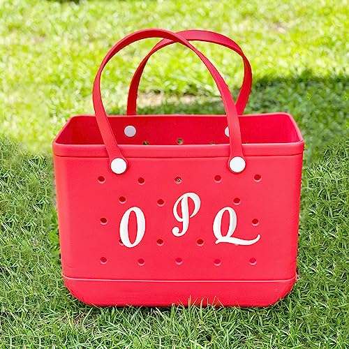 LOSOFON Letters Charms for Bogg Bag Alphabet Accessories Decorative Bogg Bag Charms Personalize DIY Rubber Beach Tote Bag, White, M