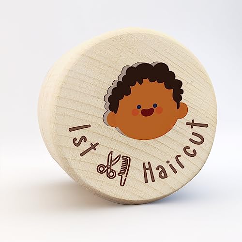 Baby First Hair Keepsake Box, Wooden Baby Memory Souvenir Collection Box, Toddler Gifts Kids Keepsake Box Kids Gifts Box, Cute Lost First Haircut Keepsake, Baby Toddler Hair Case for African Boy