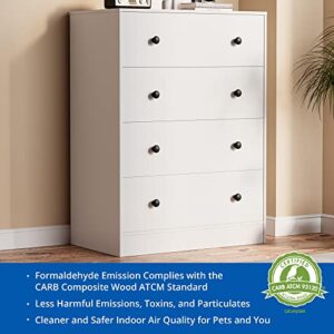 Cozy Castle 4 Drawer Dresser Set of 2, White Dresser for Bedroom, 8 Drawer Dressers with Wide Chest of Drawers for Kids Bedroom, Modern Dresser for Living Room, Nursery, Hallway, White