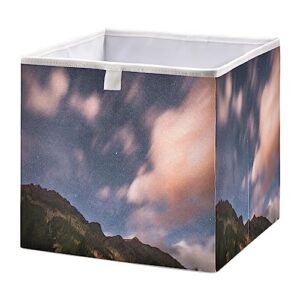 nature star night galaxy cube storage bins 11x11x11 inch collapsible fabric storage baskets , large toy clothes organizer box for bedroom, living room, study room