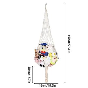 Stuffed Animal Net or Hammock, Hanging Net for Stuffed Animal Storage Ideas for Small Spaces Holder for Wall Corner (A Single Hanging(White))