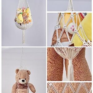 Stuffed Animal Net or Hammock, Hanging Net for Stuffed Animal Storage Ideas for Small Spaces Holder for Wall Corner (A Single Hanging(White))