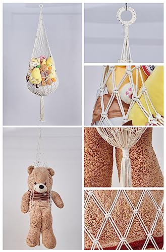 Stuffed Animal Net or Hammock, Hanging Net for Stuffed Animal Storage Ideas for Small Spaces Holder for Wall Corner (A Single Hanging(White))