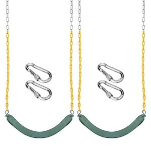 ymeibe heavy duty toddler swing set with 66 inches chain coated swing seat replacement accessories for kids outdoor play playground trees swing (green/2 pack)