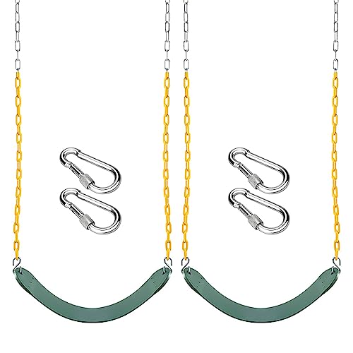 Ymeibe Heavy Duty Toddler Swing Set with 66 Inches Chain Coated Swing Seat Replacement Accessories for Kids Outdoor Play Playground Trees Swing (Green/2 Pack)