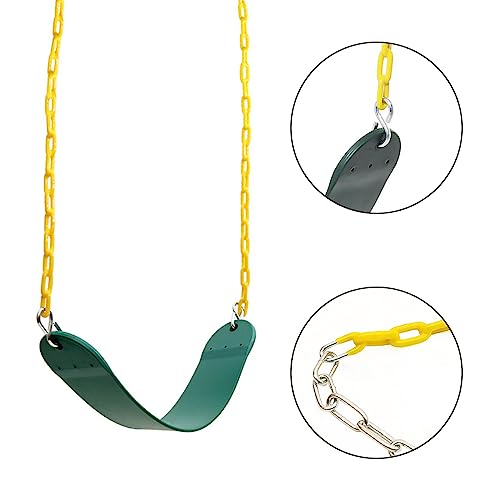 Ymeibe Heavy Duty Toddler Swing Set with 66 Inches Chain Coated Swing Seat Replacement Accessories for Kids Outdoor Play Playground Trees Swing (Green/2 Pack)