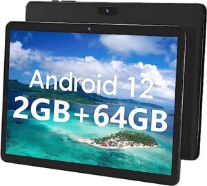 sgin android 12 tablet, 10.1 inch 2gb ram 64gb rom tablets with quad-core a133 1.6ghz processor, 2mp + 5mp camera, bluetooth, wifi, gps, 5000mah(black)