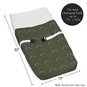 Sweet Jojo Designs Dark Green Boho Arrow Boy Girl Baby Changing Pad Cover Infant Newborn Diaper Table Change Mat Sheet Hunter Sage Modern Bohemian Gender Neutral Farmhouse Shabby Chic Ivory Arrows