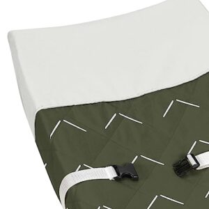 Sweet Jojo Designs Dark Green Boho Arrow Boy Girl Baby Changing Pad Cover Infant Newborn Diaper Table Change Mat Sheet Hunter Sage Modern Bohemian Gender Neutral Farmhouse Shabby Chic Ivory Arrows