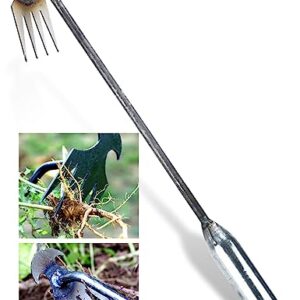 New Weeding Artifact Uprooting Weeding Tool, 16" Weed Puller, 4 Teeth Manganese Steel Forged Hand Weeder, Dual Purpose Hand Remover for Garden Yard Farm Weed Removal for Garden Yard Farm Weed Removal