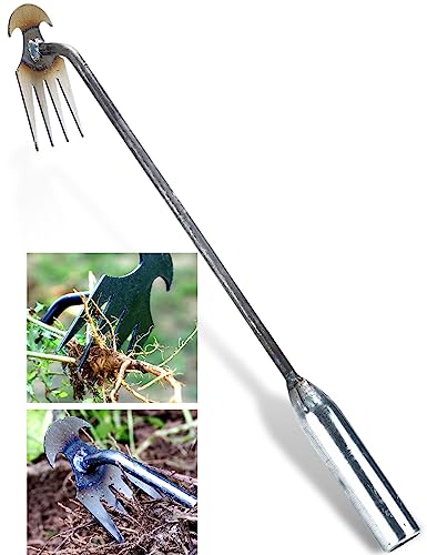 New Weeding Artifact Uprooting Weeding Tool, 16" Weed Puller, 4 Teeth Manganese Steel Forged Hand Weeder, Dual Purpose Hand Remover for Garden Yard Farm Weed Removal for Garden Yard Farm Weed Removal