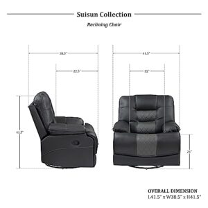 Lexicon Suisun Wall-Hugger Swivel Glider Reclining Chair, Two-Tone Gray