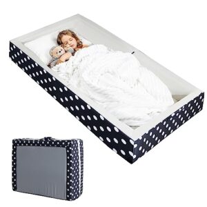 mooitz toddler bed, 3-in-1 toddler floor bed: portable, foldable, and travel-friendly - ideal travel bed for toddlers and kids, navy blue, 55x34 inch