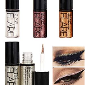 ETEDES Glitter Eyeshadow liquid Eyeliner, Long Lasting Waterproof Shimmer Metallic Glitter Eyeshadow 4 clours (Styles #2)