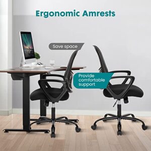 Office Chair Mid Back Desk Chair Ergonomic Mesh Computer Gaming Chair with Larger Seat, Executive Height Adjustable Swivel Task Chair with Lumbar Support Armrest for Women Adults