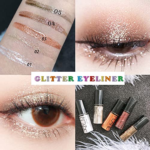 ETEDES Glitter Eyeshadow liquid Eyeliner, Long Lasting Waterproof Shimmer Metallic Glitter Eyeshadow 4 clours (Styles #2)