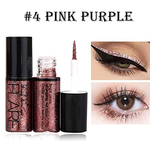 ETEDES Glitter Eyeshadow liquid Eyeliner, Long Lasting Waterproof Shimmer Metallic Glitter Eyeshadow 4 clours (Styles #2)