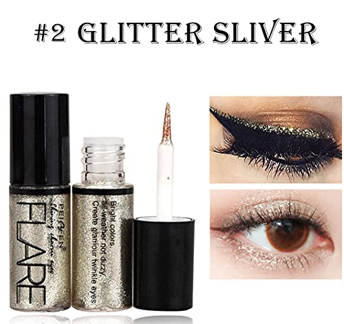 ETEDES Glitter Eyeshadow liquid Eyeliner, Long Lasting Waterproof Shimmer Metallic Glitter Eyeshadow 4 clours (Styles #2)