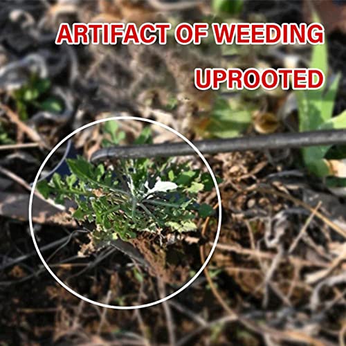 SEPSUMMER Weeding Artifact Uprooting Weeding Tool, Garden Weeding Tools, Manganese Steel Forged Weed Puller 4 Teeth Dual Purpose Weeder, Hand Remover Tool for Garden (14 inch Plastic Handle)