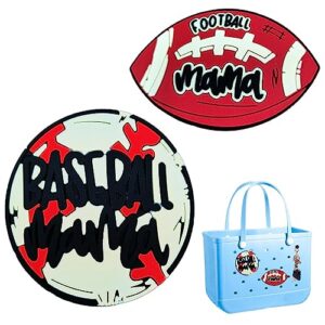 lovyit bogg bag sports charms accessories decorative insert charms for simply southern totes and beach bags, rubber 3" baseball sports charm accessories for beach totes (baseball+football)