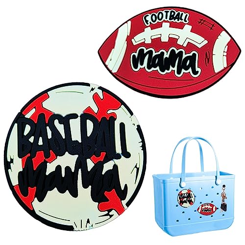 Lovyit Bogg Bag Sports Charms Accessories Decorative Insert Charms for Simply Southern Totes and Beach Bags, Rubber 3" Baseball Sports Charm Accessories for Beach Totes (Baseball+football)