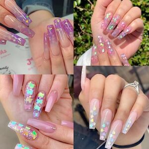 12 Grids Pink Laser Nail Glitter Sequins 3D Holographic Nail Glitter Flakes Sparkle Stars Moon Nail Sequins Heart Butterfly Nail Charms Accessories for Women DIY Eyes Nail Art Supplies Decorations