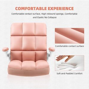 SEATZONE Home Office Desk Chairs Pink PU Leather Office Chair Comfortable Ergonomic Executive Computer Chairs for Women and Adults, Girls