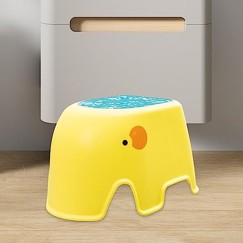 ＫＬＫＣＭＳ Kids Step Stool Toddler Step Stool,Multifunctional,Non Slip,Elephant Shaped,Durable Bathroom Step Stool Poop Stools for Kitchen,Bathroom, Yellow