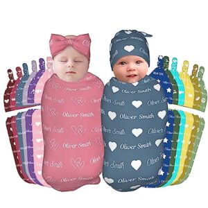 darabit personalized baby blankets for baby girl boy - personalized baby swaddle blanket and hat with name custom blanket personalized baby gifts custom newborn gifts