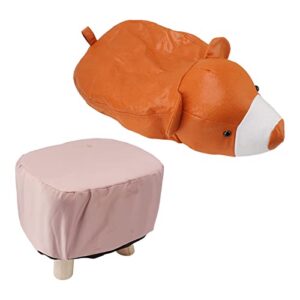 Pwshymi Cute Animal Footstool, Comfortable Small Footstool Wooden Reduce Friction for Entryway (Baby Bear)