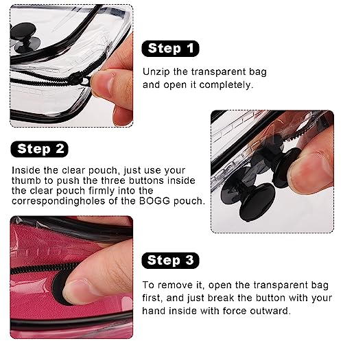 SAVITA 2pcs Clear Bags for Bogg Bag, Hole Insert Bags Clear Zipper Pouch for Bogg Bag for Travel Makeup Cleansing Brush Organizer Cosmetic (Black)