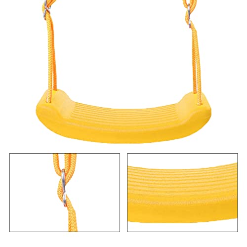 Plastic Swing Seat, Yard Swing for Kids and Adults with Rope and Carabiners, Swings Pro with Non Slip Tape for Backyard Playground Indoor Outdoor(Yellow)