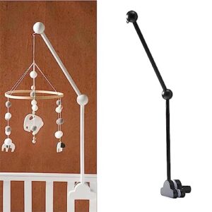 hanging wooden baby crib mobile arm, baby mobile holder arm, mobile arm for crib, strong slip attachment wooden nursery accessories bed decor bell (black)