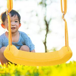 Plastic Swing Seat, Yard Swing for Kids and Adults with Rope and Carabiners, Swings Pro with Non Slip Tape for Backyard Playground Indoor Outdoor(Yellow)