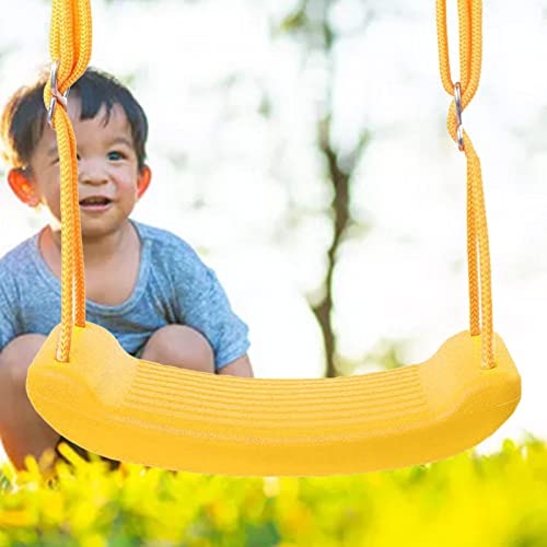 Plastic Swing Seat, Yard Swing for Kids and Adults with Rope and Carabiners, Swings Pro with Non Slip Tape for Backyard Playground Indoor Outdoor(Yellow)