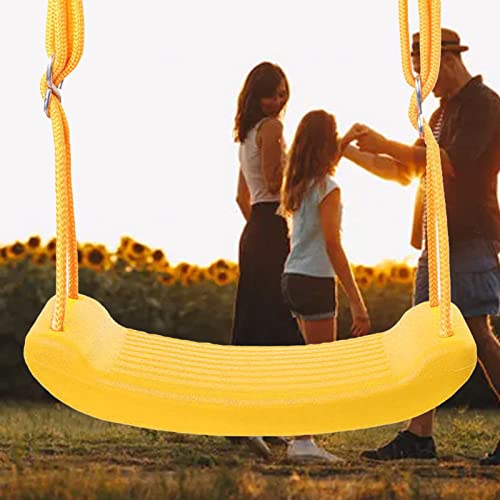 Plastic Swing Seat, Yard Swing for Kids and Adults with Rope and Carabiners, Swings Pro with Non Slip Tape for Backyard Playground Indoor Outdoor(Yellow)