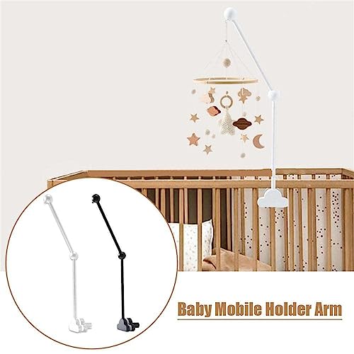Hanging Wooden Baby Crib Mobile Arm, Baby Mobile Holder Arm, Mobile Arm for Crib, Strong Slip Attachment Wooden Nursery Accessories Bed Decor Bell (Black)